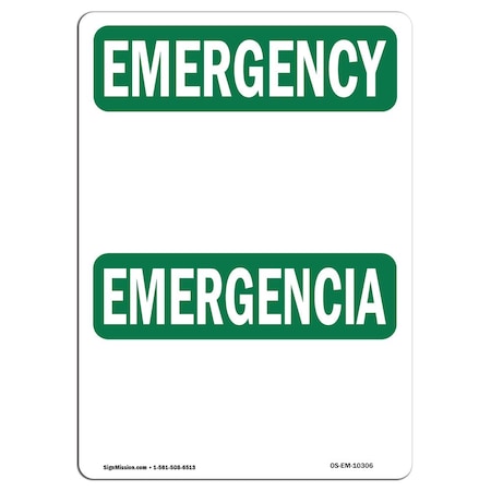Signmission OSHA EMERGENCY Sign, Blank Write-On Bilingual, 14in X 10in Decal, 14" W, 10" H, Landscape OS-EM-D-1014-L-10306